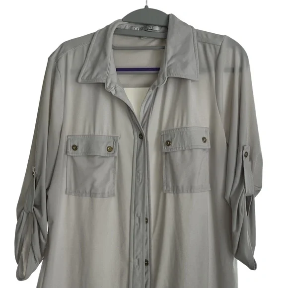 Ellen Tracy COMPANY Blouse Long Sleeve Collared Button Down Size Large - Picture 2 of 9